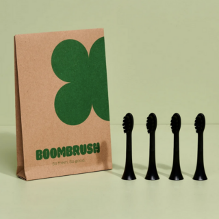 Lot de 4 têtes de brosse de rechange pour la brosse à dents sonique Boombrush couleur noire